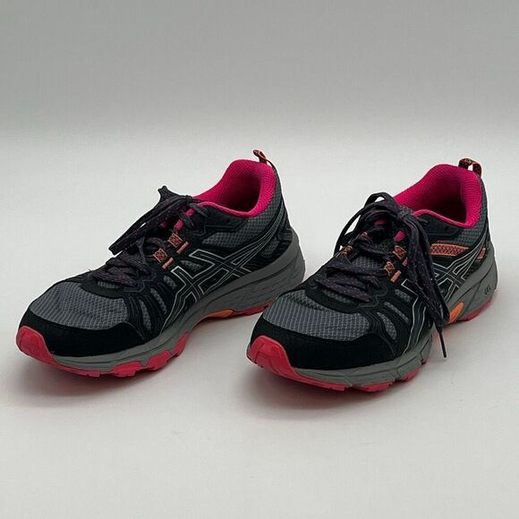 ASICS Womens Running Shoes 6.5 Black Pink Gel-Venture 7 Trail Arhletic Sneakers - Picture 2 of 15